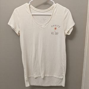 Comfy Cotton Cream V-neck T-shirt